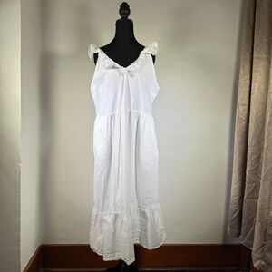 Vineyard Vines Dress Womens XL White Sleeveless Cotton Target Lace Seersucker